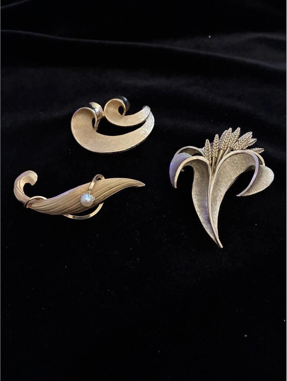 Vintage Gold-Tone Brooch Designers Collection: Trifari, BSK, & 12k GF Urin Inc.